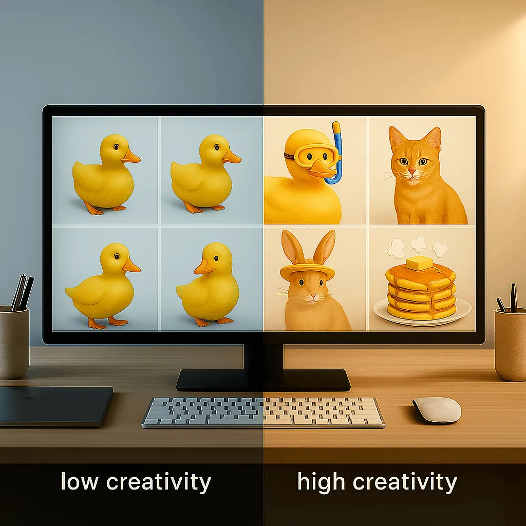 AI che valuta diverse risposte possibili, da identiche a creative